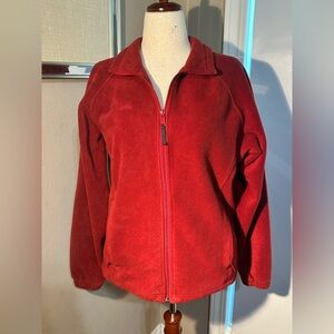 Columbia Maroon full zip fleece jacket with side zip pockets ladies sz L